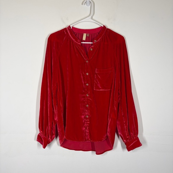 Anthropologie Pilcro Velvet Puff Sleeve Top Size Small - Picture 4 of 10